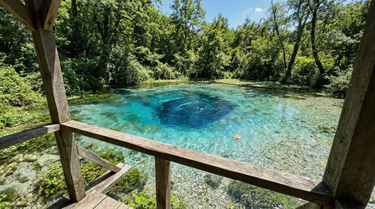 The southern spring at midday, the drive-up Blue Eye Albania that Theth hikers are not looking for
